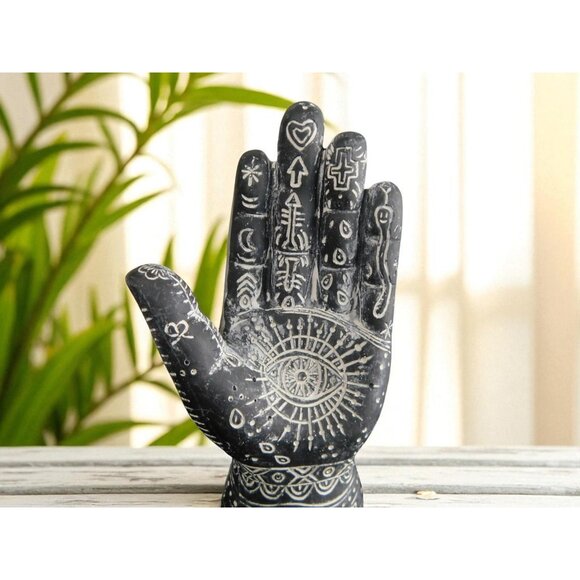 Mystical Witchy Palmistry Hand Statue Palm Reading Boho Psychic Decor 5" - Picture 6 of 11
